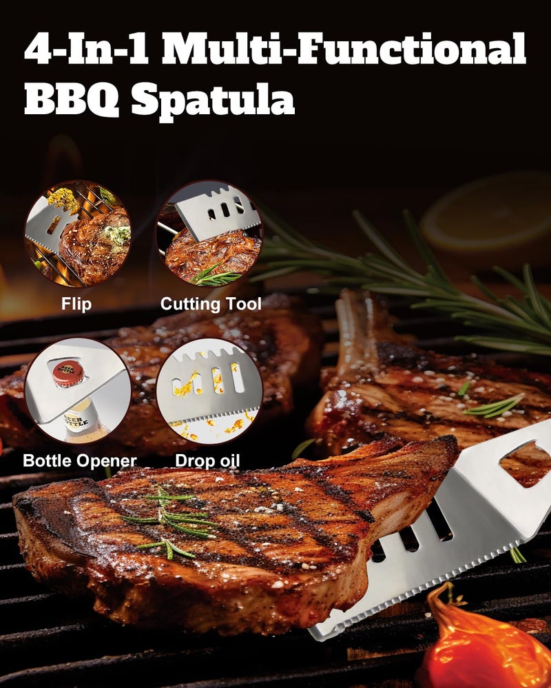 MUYFIO 28PCS Stainless Steel BBQ Grill Accessories Set  Grilling Gifts for Men Birthday Father's Day  Portable Multifunction Grilling Utensils Tools Kit with Storage Bag for Outdoor Grill Camping BBQ Party - Image 2